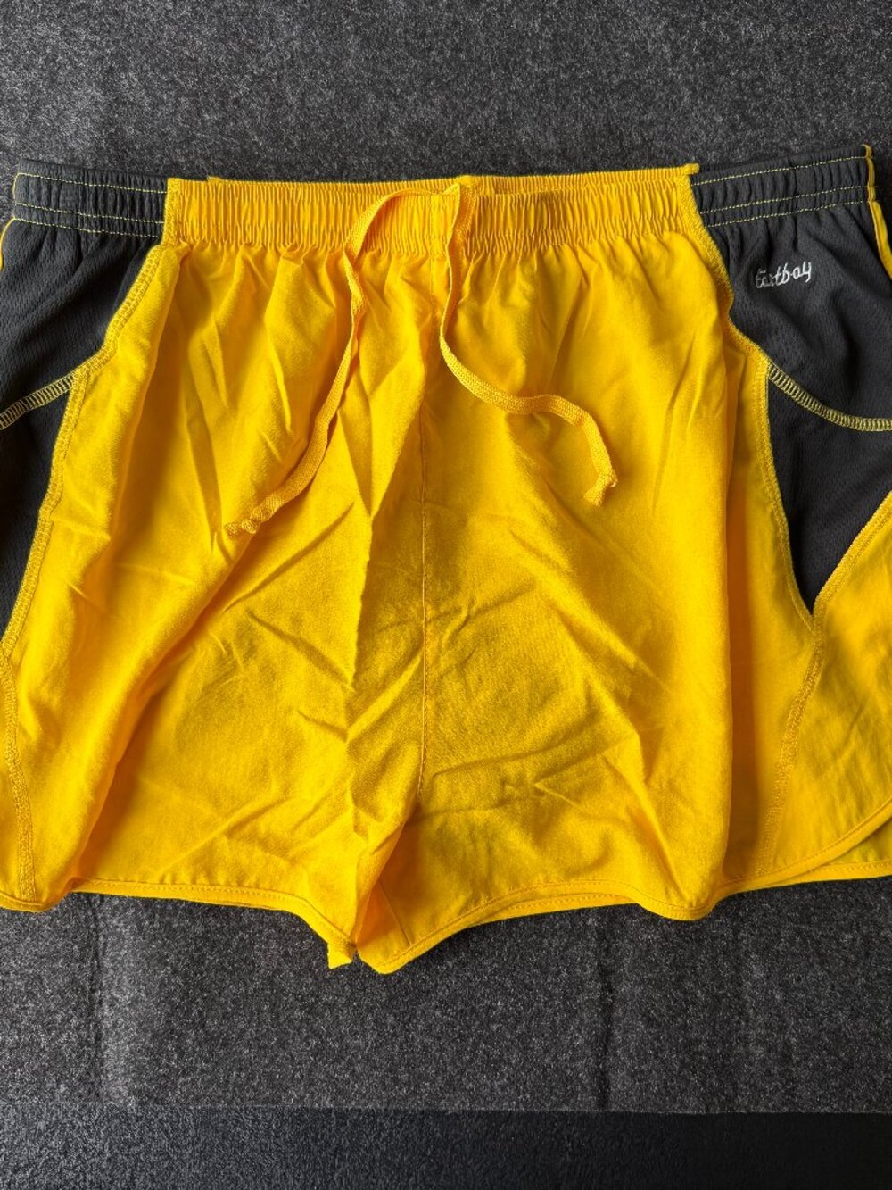 Vintage Eastbay Running Shorts XL Yellow Black Retro Mesh Lined